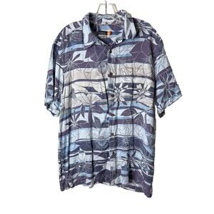 Quicksilver Men’s Hawaiian Button Up Shirt Large Short Sleeve Floral Tropical